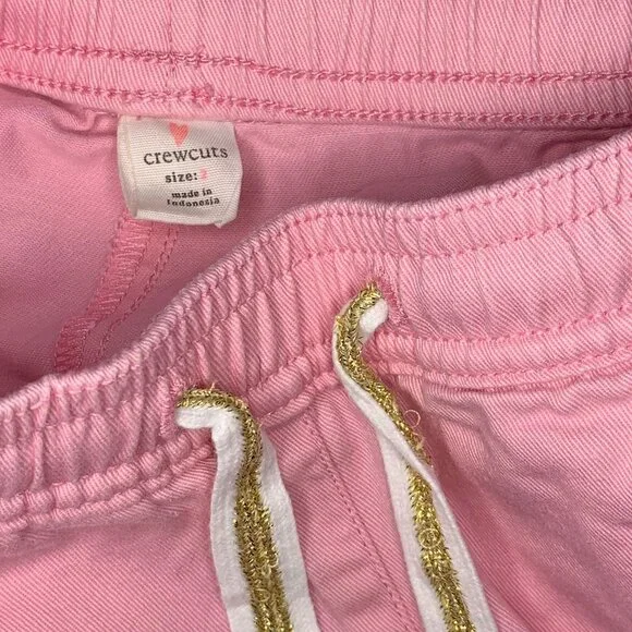 Crewcuts Pink Pull-On Shorts Size 2 Girls Summer Shorts Gold Drawstring - Picture 3 of 3